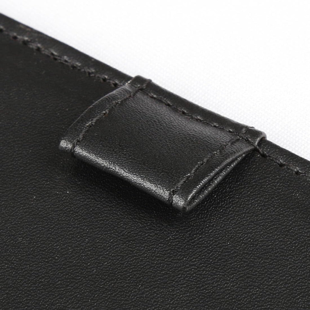 WELLYUK 4.7" X 7.5" PU Leather Clipboard, A6 File Clip Document Organizer Writing Pad Office Business Card Holder, Magnetic Conference Pad with Pen Holder, Black