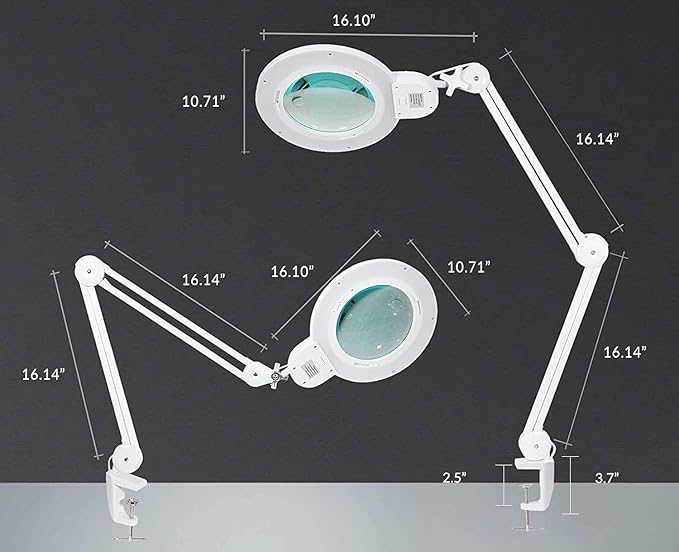 Neatfi XL Bifocal LED Magnifying Lamp, 7-Inch Acrylic Lens, 5D/20D Magnification - Image 8