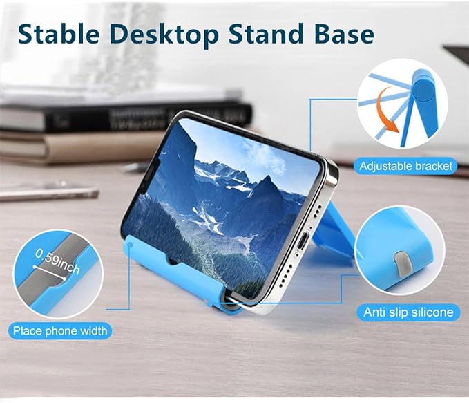 JUSDIQIR Cell Phone Stand for Desk Foldable Cell Phone Holder Desk Tablet - Image 2