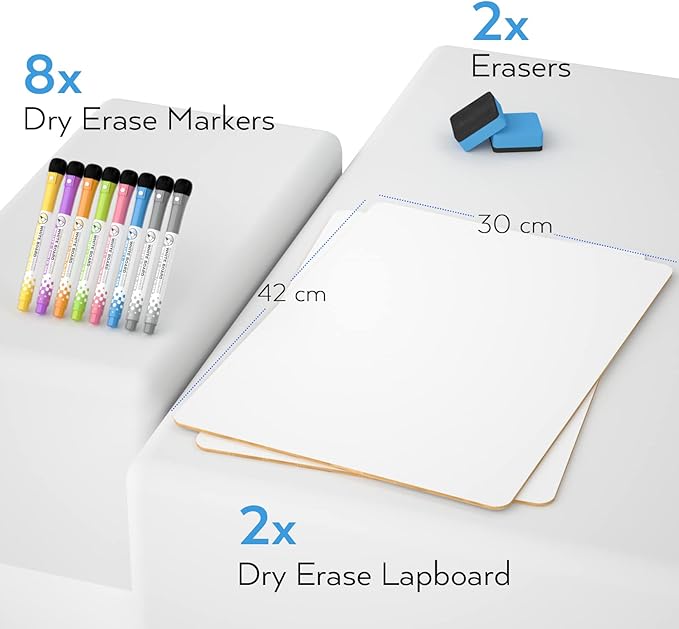 Nicpro Dry Erase Lap Board 12 x 16 inches 2 Pack Kid Double Sided Blank Small - Image 7