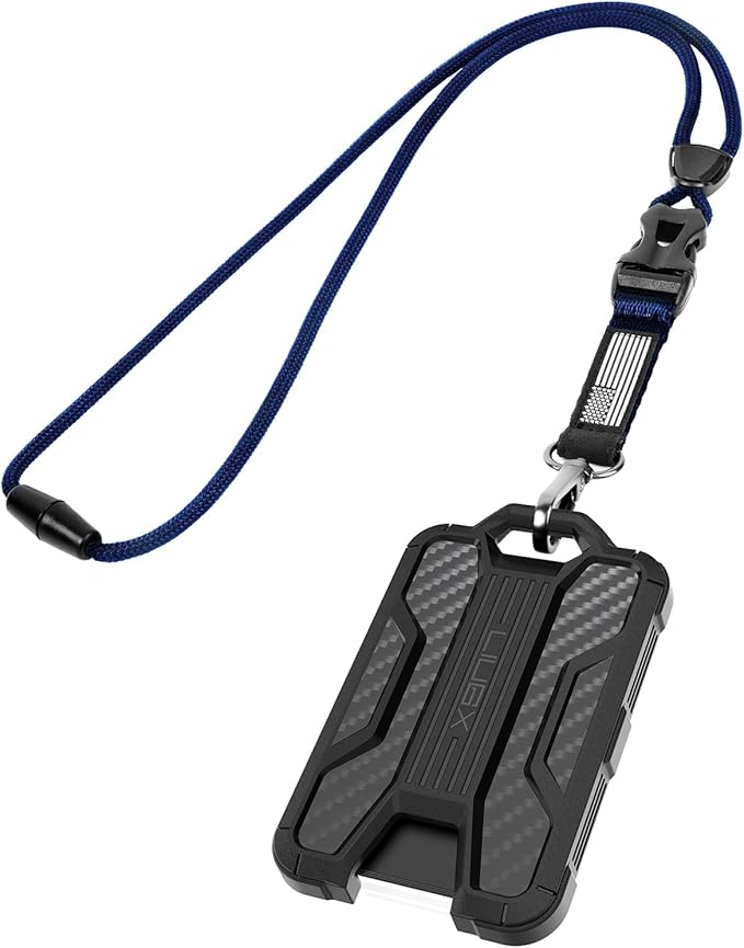 LIUGX Badge Holder with Heavy Duty Breakaway Lanyard, Carbon Fiber-Texture by LIUGX