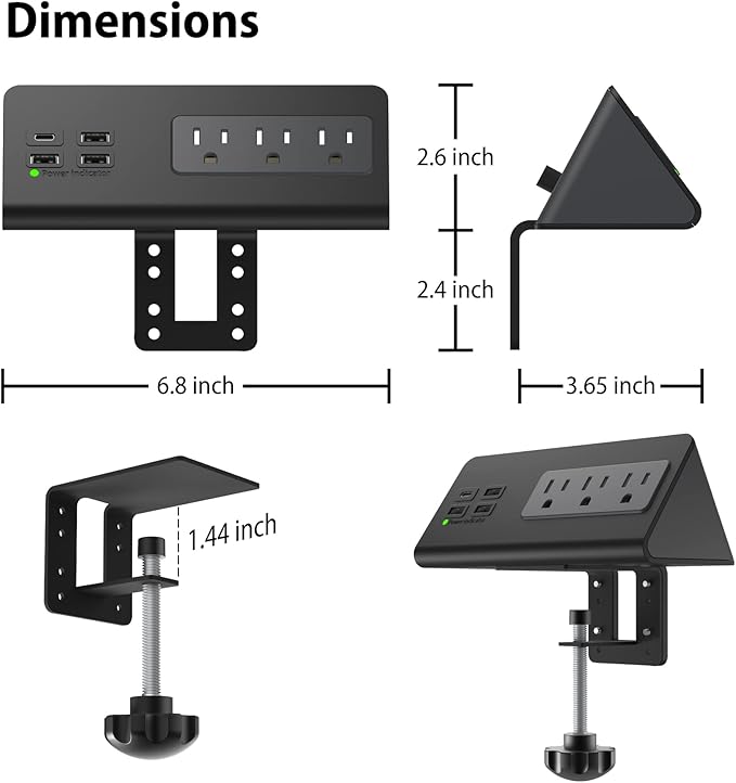 Nightstand Edge Mount Power Strip - Image 5