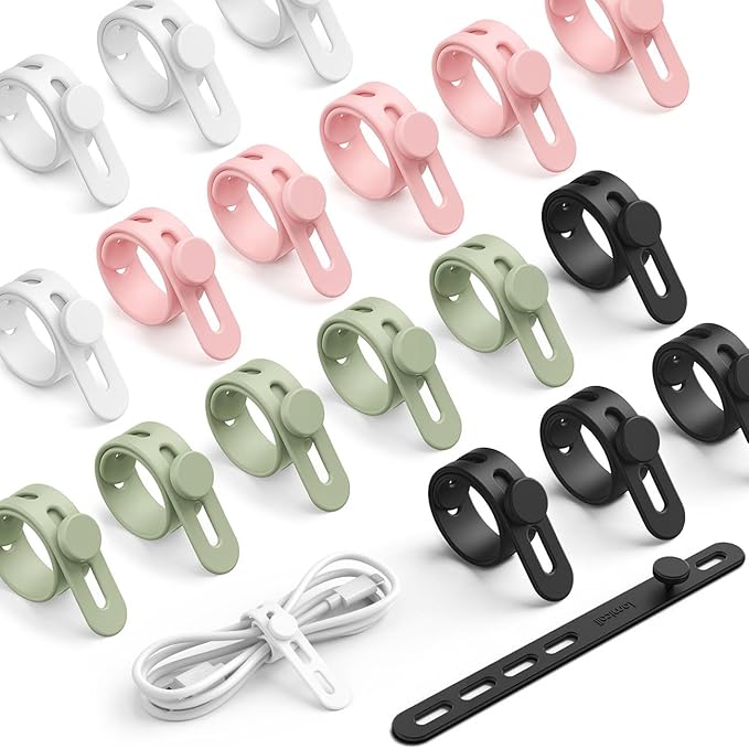 Lamicall 20Pack Silicone Cable Ties Cord Organizer by Lamicall