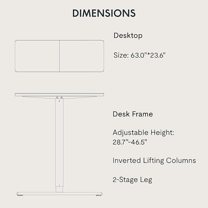 FitStand Adjustable Standing Desk, 63x24 Inches Home Office Desk - Image 4