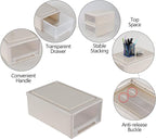 Xyskin 4-Pack 12 Quart Plastic Compact Stacking Drawer Unit, Stackable Desktop - Image 4