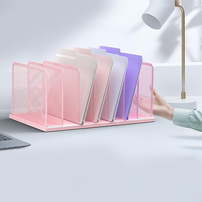 Kuntine.B Desk File Organizer Upright Mesh Desktop Organizer File Sorter Office - Image 6