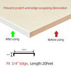 U-Shape Plywood Edge Banding - 3/4" Edge Protector, Self-Adhesive Trim for Veneer, Furniture, Countertop, Table, Sheet Metal - White, 20Ft