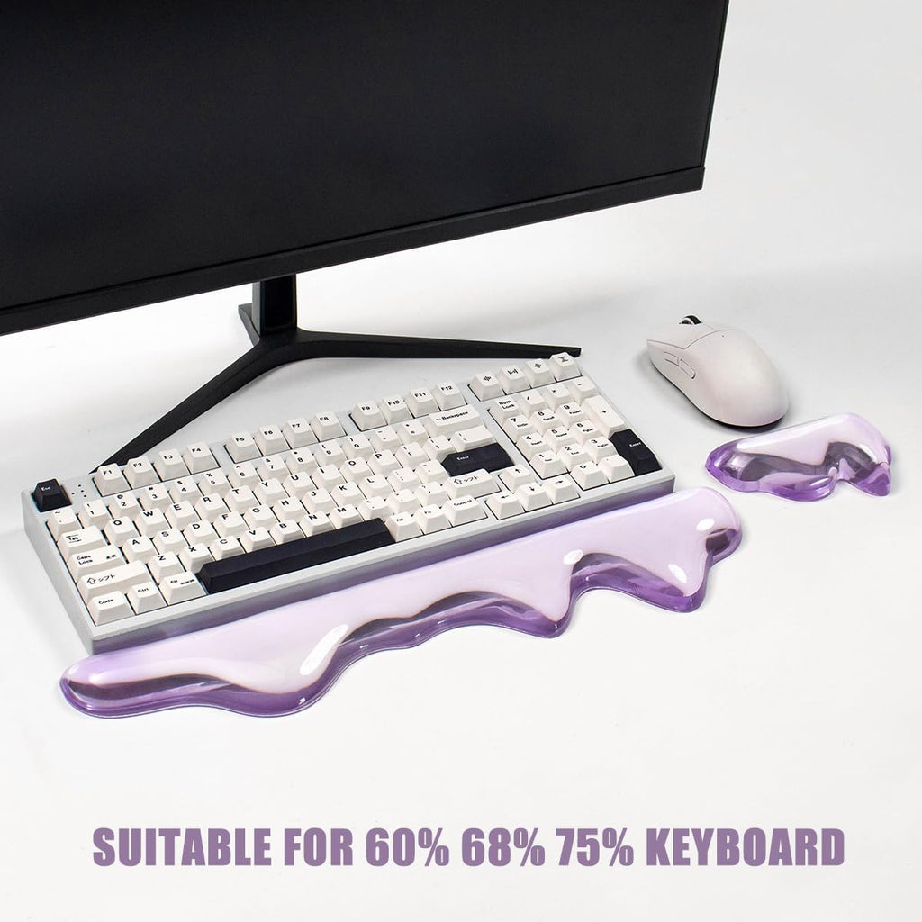 Gel Keyboard and Mouse Wrist Rest Set,Wrist Pad for Computer Keyboard | Purple Wrist Support for Keyboard 60%/68%/75%, Keyboard Cushion, Comfort & Support for Typing and Gaming