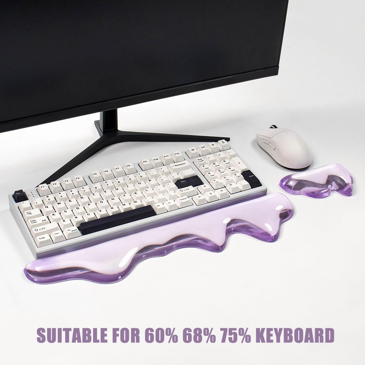 Gel Keyboard and Mouse Wrist Rest Set,Wrist Pad for Computer Keyboard | Purple Wrist Support for Keyboard 60%/68%/75%, Keyboard Cushion, Comfort & Support for Typing and Gaming