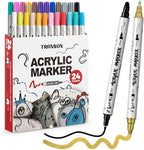 TRANSON 24 Color Bold and Fine Dual-tip Acrylic Paint Pen Set by Transon