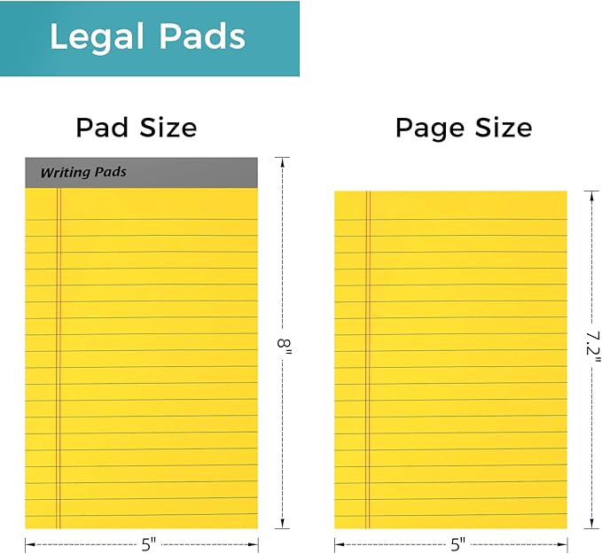 12pcs Legal Pads, Perforated Wide Ruled Writing Pad, Wide Ruled Legal Notepads - Image 2