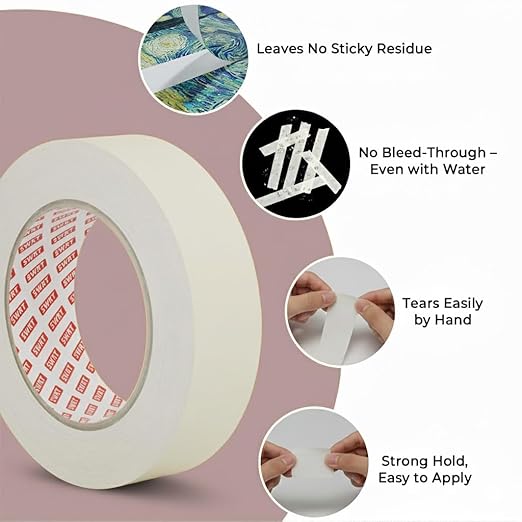 SWRT Masking Tape 1 inch x 55 Yards x 24 Rolls, Adhesive Painting Tape Bulk - Image 3
