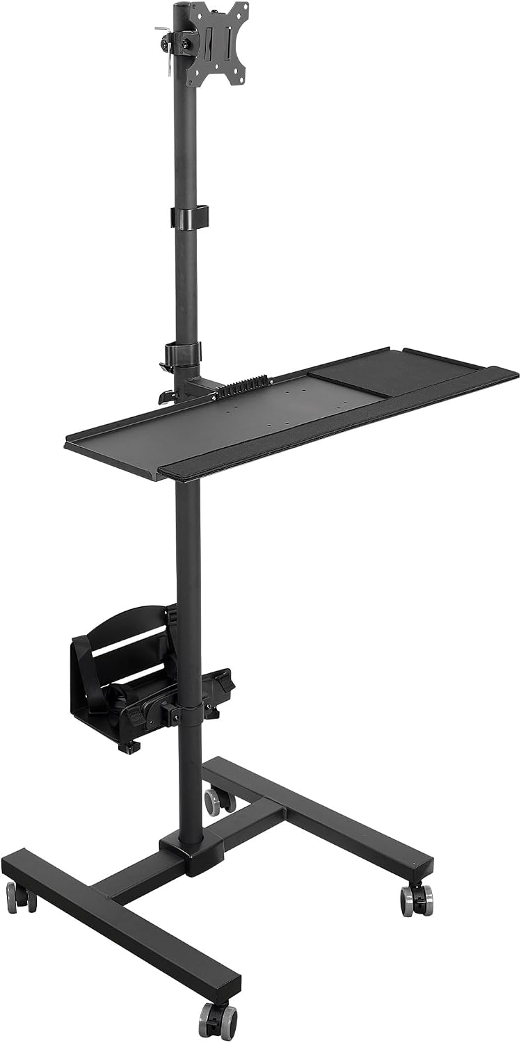 Mount-It! Rolling Computer Cart on Wheels, Mobile Desk Workstation with Monit...