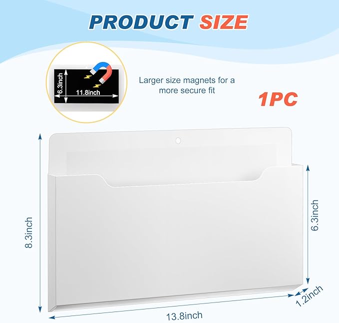 Feifeiya Magnetic Pocket File Holder Large File Folder Organizer Paper Mail - Image 2