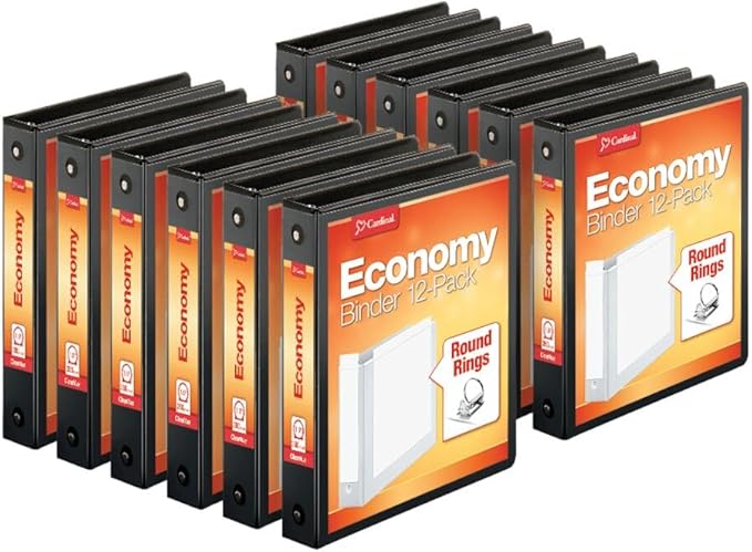 Cardinal Economy 3-Ring Binders, Round Rings, Holds 350 Sheets, Carton of 12 by TOPSProducts