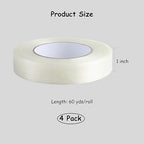 Lichamp Mono Filament Strapping Tape, 4 Roll 1 Inch x 60 Yards 5.9 Mil - Image 3