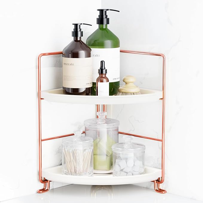 FSyueyun 2-Tier Corner Bathroom Counter Organizer, Tool-Less Installation by FSyueyun