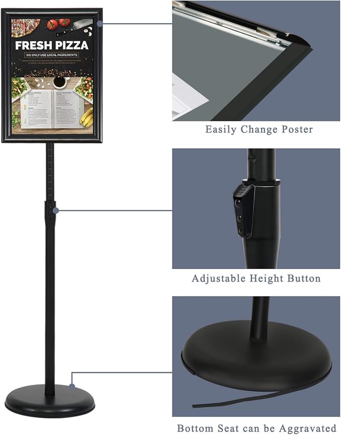 VAIIGO 8.5 x 11 Inch Adjustable Pedestal Sign Poster Stand, Heavy Duty Floor - Image 4