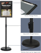 VAIIGO 8.5 x 11 Inch Adjustable Pedestal Sign Poster Stand, Heavy Duty Floor - Image 4