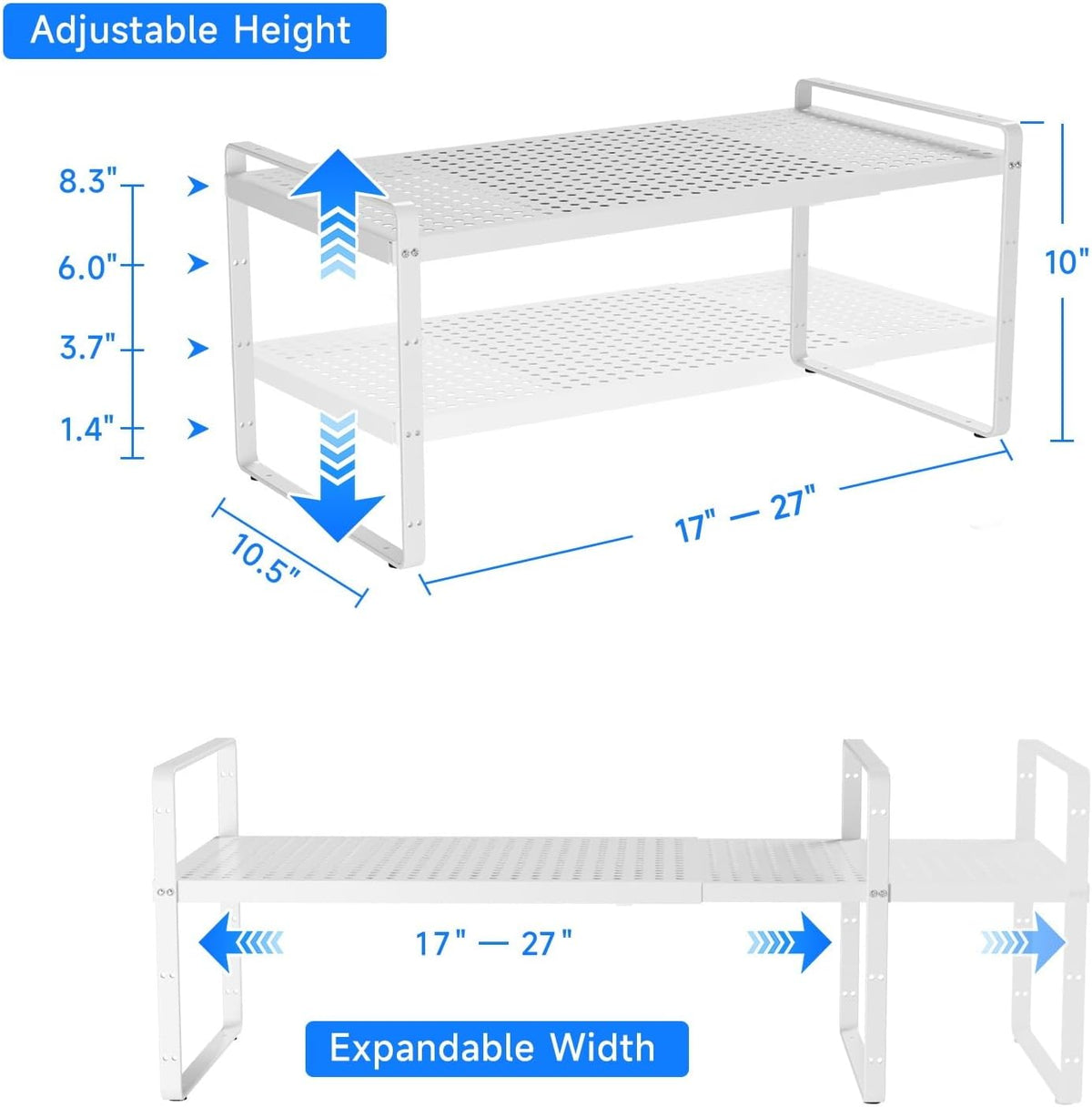 Expandable Cabinet Shelf Organizers, Kitchen Small Stand Rack Organization fo...