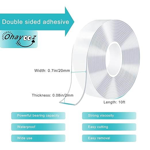 Ohayooz® Extra Strong Double Sided Tape Heavy Duty Removable 10FT, Photo Deco - Image 3