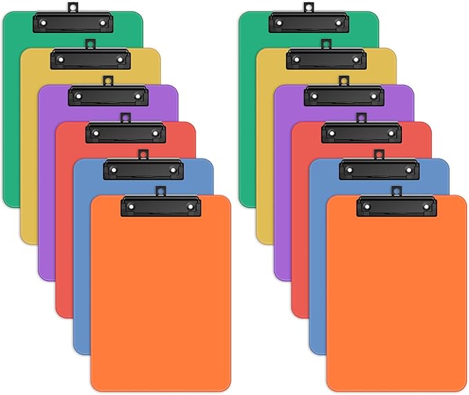Zoenley A4 Plastic Clipboard Set of 12, Bright Colorful 12.5 x 9 Letter Size by Unknown
