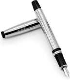 FPR Ambassador Ultra Flex Nib Fountain Pen Set, Chiseled Chrome by FountainPenRevolution