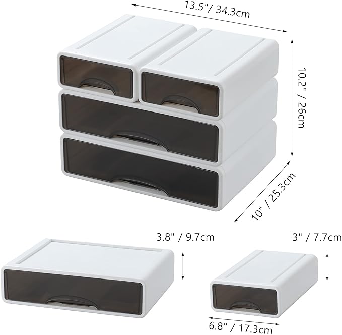 OSteed White Desktop Drawers for Paper, Stackable Office Storage Drawers for - Image 3