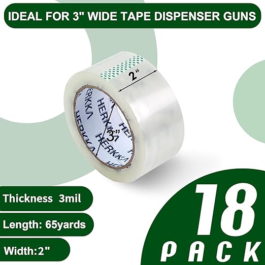 HERKKA Clear Packing Tape, 18 Rolls Heavy Duty Packaging Tape - Image 3