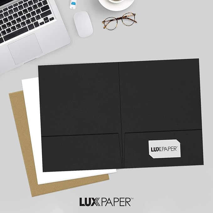 LUXPaper 9" x 12" Presentation Folders | Two Pocket | Midnight Black | 100lb. - Image 6