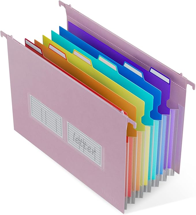 ThinkTex Plastic Expanding Hanging File Folders, 7 Innovative 1.2" Accordion by ThinkTex