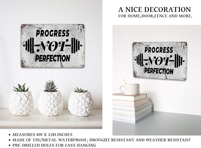Tarika Progress Not Perfection 20X30 cm Iron Retro Look Decoration Poster Sign - Image 5