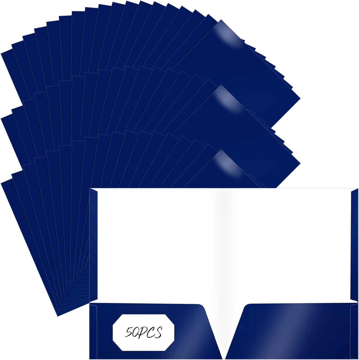 Jutom 50 Pcs 2 Pocket Glossy Paper Folders Glossy Paper Laminated Portfolios