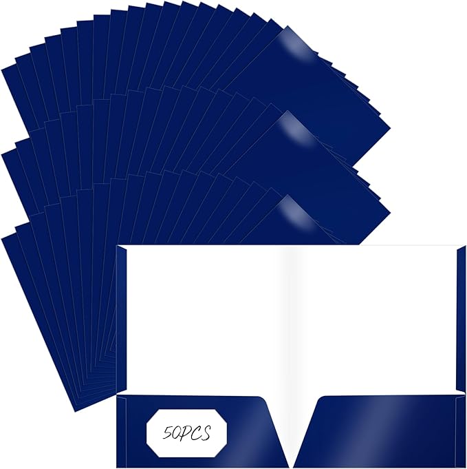 Jutom 50 Pcs 2 Pocket Glossy Paper Folders Glossy Paper Laminated Portfolios by Jutom