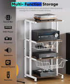 Ardier Media Stand with Two Detachable Baskets, 4-Tier AV Media Stand Corner - Image 5