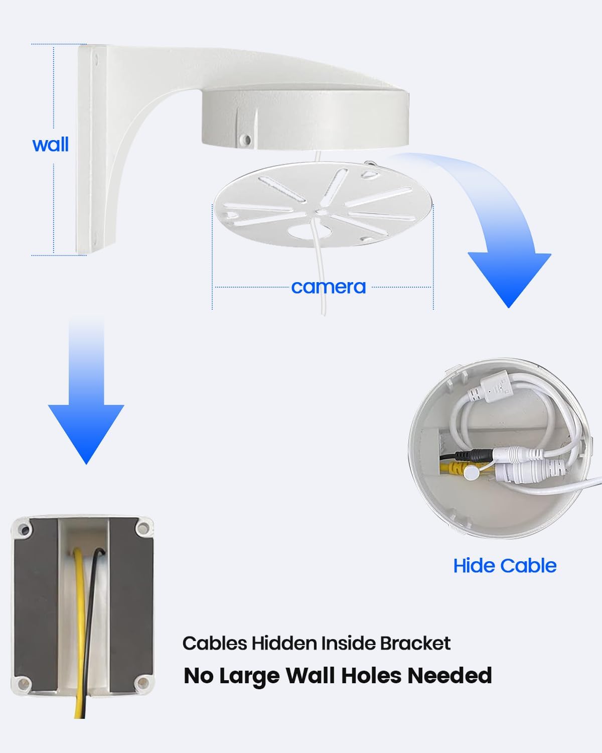 Universal Adjustable Metal Security Camera Mount Bracket Junction Box