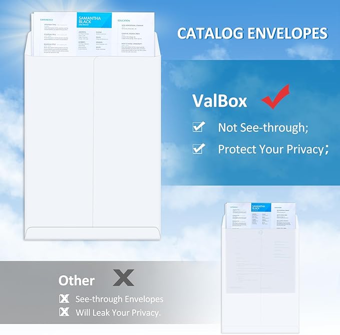 ValBox 6x9 Self Seal Security Catalog Envelopes 250 Count Small White Envelopes - Image 5