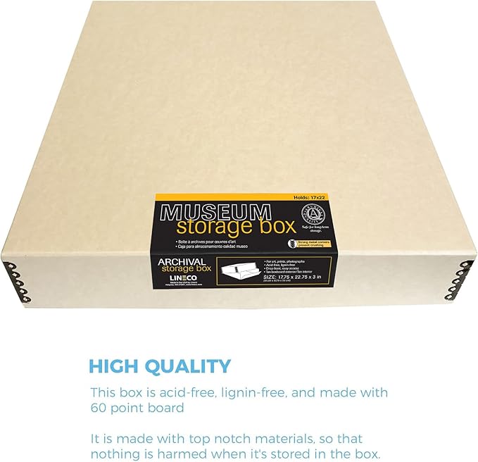 Lineco Museum Archival Storage Box, 17.75x22.75x3 in. Drop Front Design. - Image 4