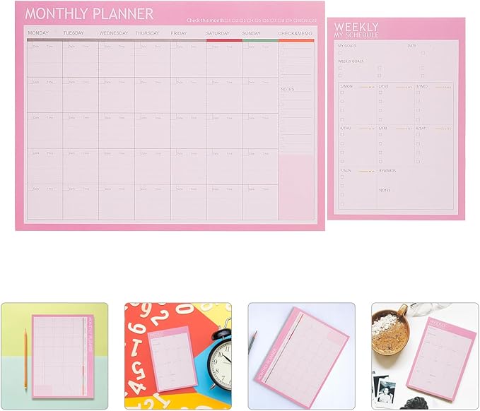 Didiseaon 2pcs Weekly and Monthly Schedule Notepad Undated Planner - Image 4