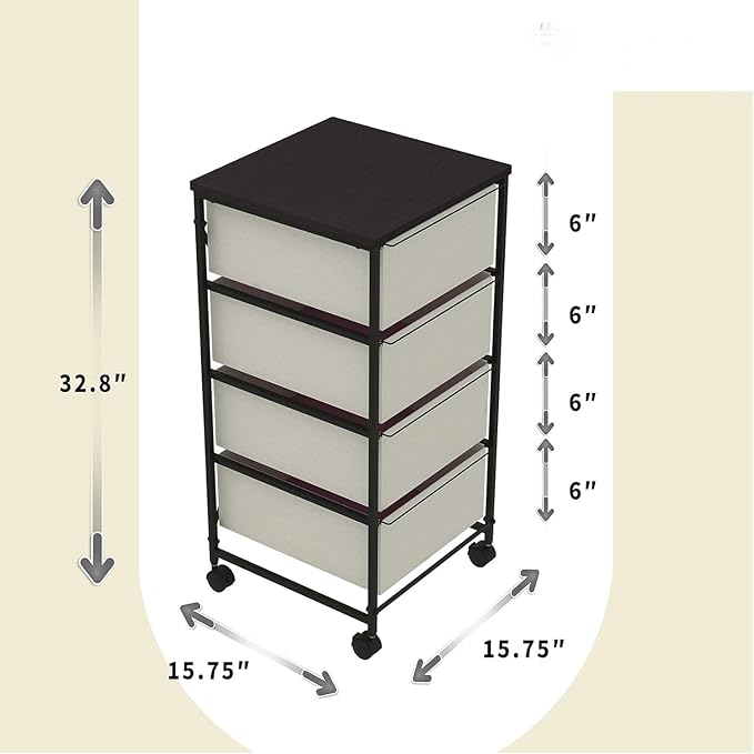 CASUNER Small Cabinet with Drawers Rolling 4 Drawer Mobile File Cabinet - Image 3