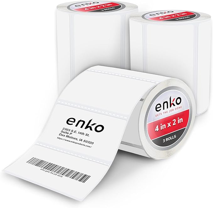enKo 4" x 2" Labels for Zebra Desktop Printers Direct Thermal Address Mailing by enKoProducts