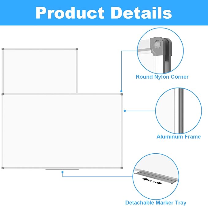 Lockways Large 72" x 40" Magnetic Dry Erase Board - Image 4