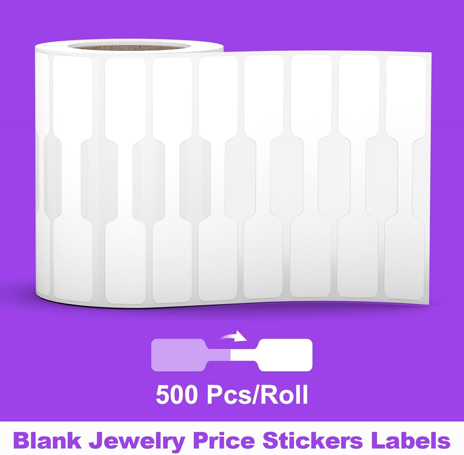 500Pcs Jewelry Price Tags Stickers Roll for Necklace Ring Display Labels, Rectangular Self Adhesive Indentification Tags, AveneMark Pricemarker Labels Accessories Display Paper (500Pcs Price Tag)