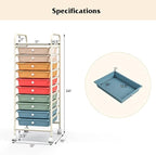 Giantex 10-Drawer Rolling Storage Cart w/Wheels, Removable Drawers, Mobile - Image 3