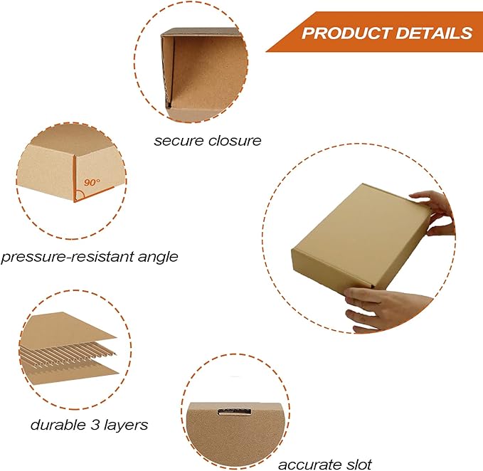 PHAREGE 9x6x2 inch Shipping Boxes Bulk 25 Pack Brown, Tab Lock Tuck Top Mailer - Image 4
