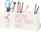 URLLUAE Better Late Than Ugly Funny Pink Makeup Brush Toothbrush Holder by Unknown
