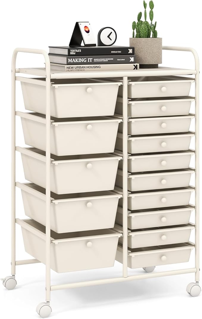 LDAILY 15 Drawer Rolling Storage Cart, Rolling Cart by LDAILY