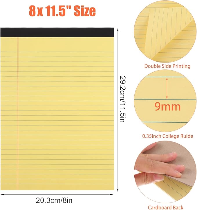 Thboxes 8 Pack Colored Legal Pads, Totally 400 Sheets Legal Pads 8 x 11.5inch - Image 3