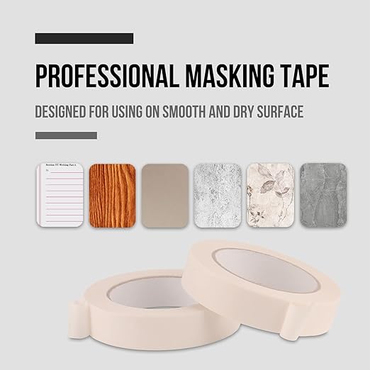 Lichamp Masking Tape 1 inch, 4 Pack General Purpose Beige White Masking Tape - Image 2
