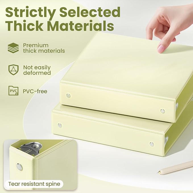 SUNEE 3 Ring Binder 1.5 Inch 1 Pack, Light Yellow - Image 4